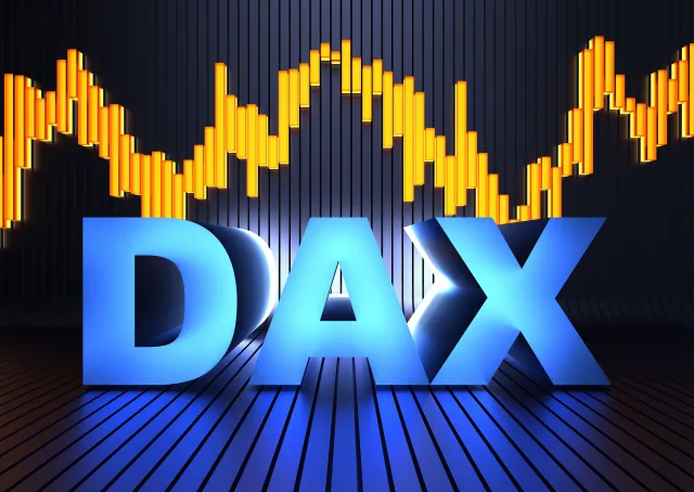 Dax ausgeschrieben vor leuchtendem Hintergrund
