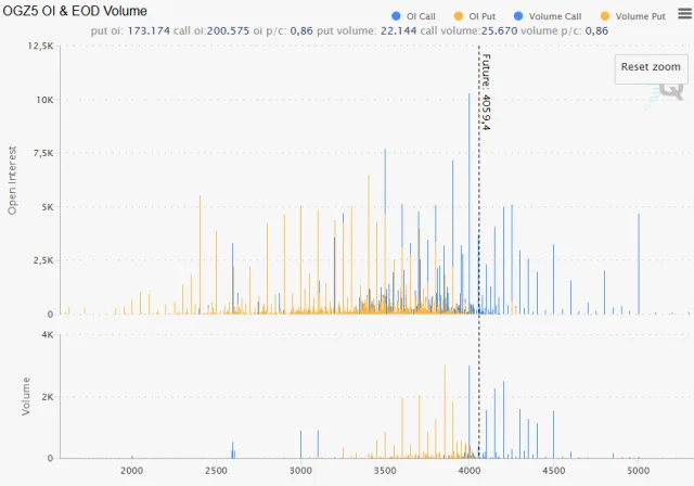 Options Open Interest Profile für Gold (Dezember)
