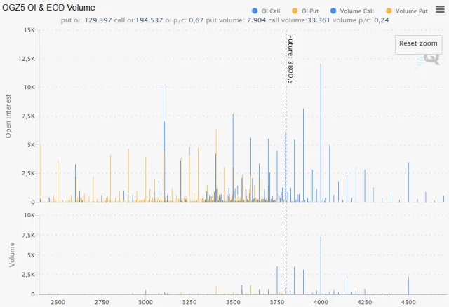 Options Open Interest Profile für Gold