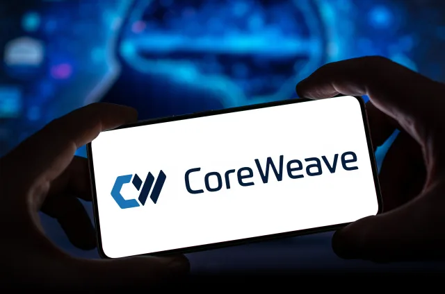 CoreWeave-Logo auf einem Smartphone-Display