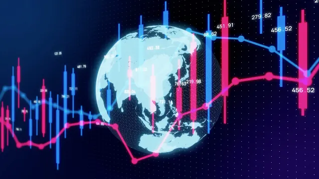 Ein Kurschart vor einer Weltkugel