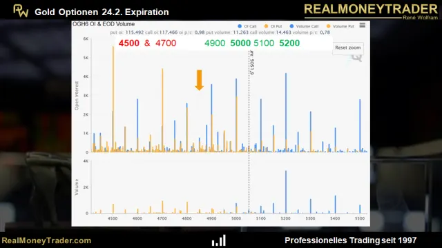 Options Open Interest Profile für Gold