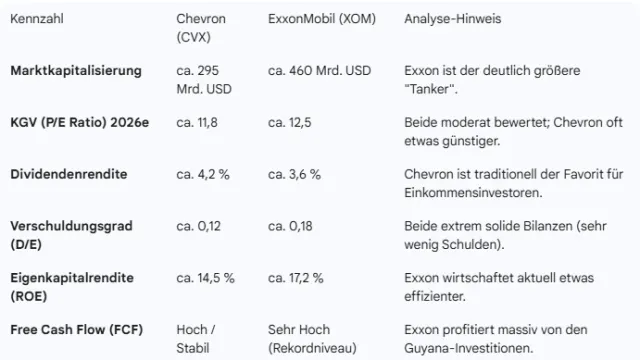 Fundamentaler Vergleich Exxon vs. Chevron