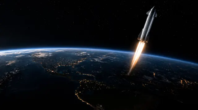 Rakete über Erdkugel