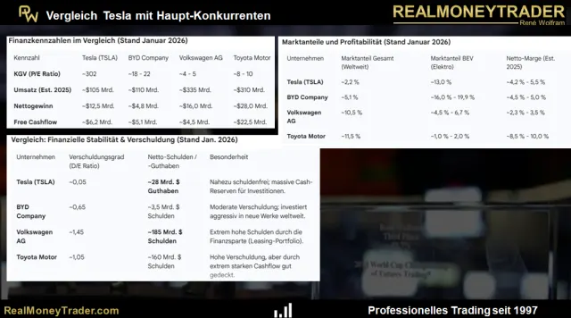 Fundamentaler Vergleich zwischen Tesla und der Konkurrenz