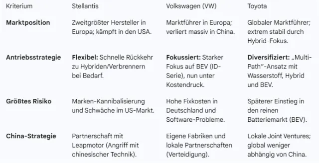 Vergleich Stellantis vs. Konkurrenz