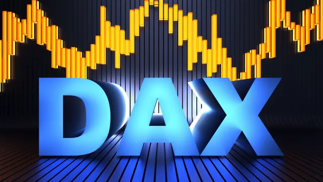 Dax ausgeschrieben vor leuchtendem Hintergrund