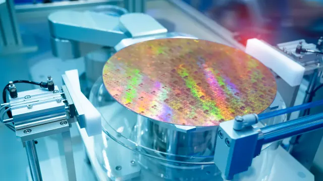 Ein Chip-Wafer für die Herstellung von Halbleitern.