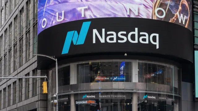 Der Eingang der Nasdaq in New York.