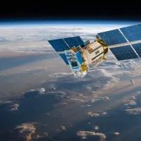 Ein Satellit umkreist die Erde.