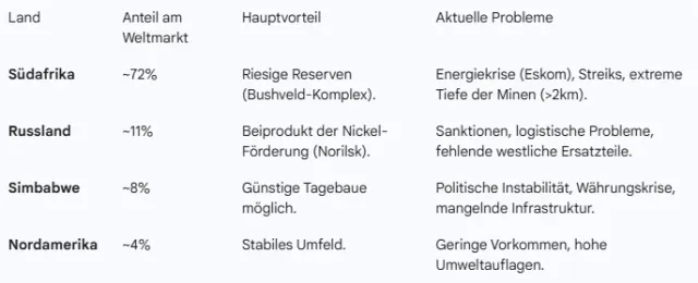 Prozentuale Anteile an der weltweiten Produktion