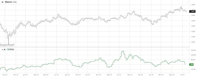 CoT-Chart des Britischen Pfunds mit Large Specs