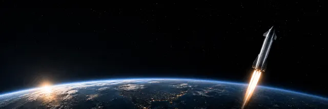 Rakete über Erdkugel