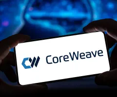 CoreWeave-Logo auf einem Smartphone-Display
