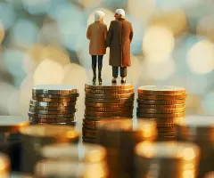 Senioren-Paar auf Münzen