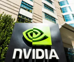 Nvidia-Logo an einem Firmengebäude im Neihu Technology Park in Taipeh, Taiwan