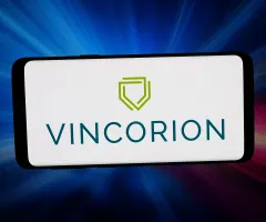 Das Logo der Firma Vincorion ist auf einem Smartphone abgebildet.