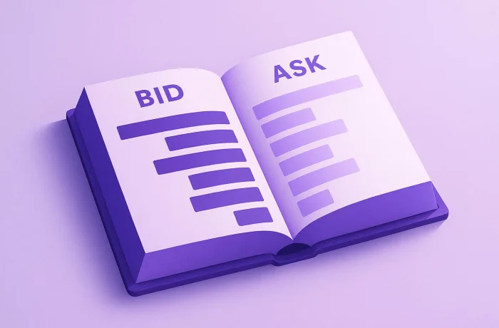 Illustration eines Orderbuchs mit Kauf- und Verkaufsaufträgen (Bid/Ask)